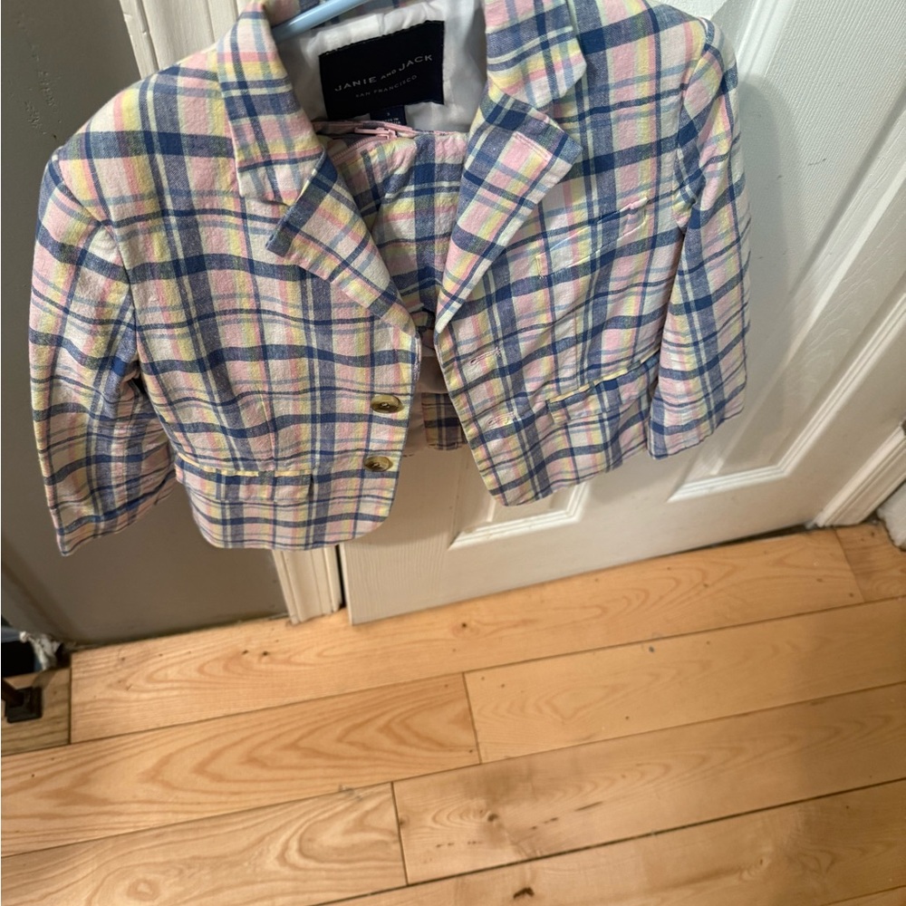 Janie and Jack Pastel Plaid Kids Blazer Set